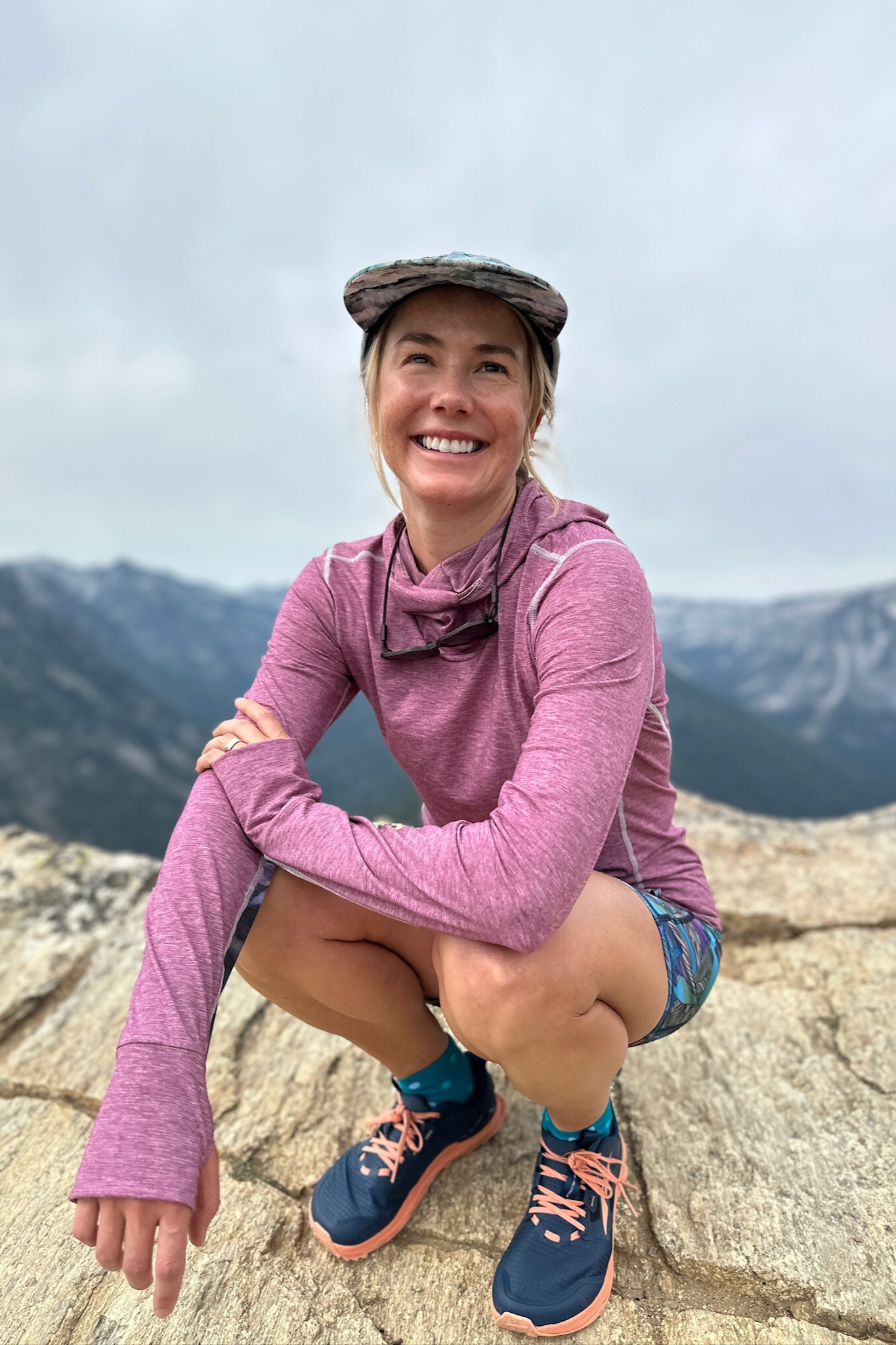 alpine fit jen loofbourrow wearing the limited edition sun hoodie