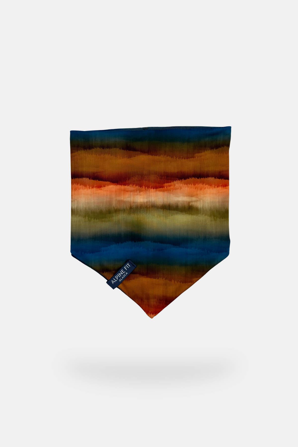 Alpine Fit Mountain V Fleece Neck Warmer Grasslands, Multicolored neck warmer with a brand logo on a white background