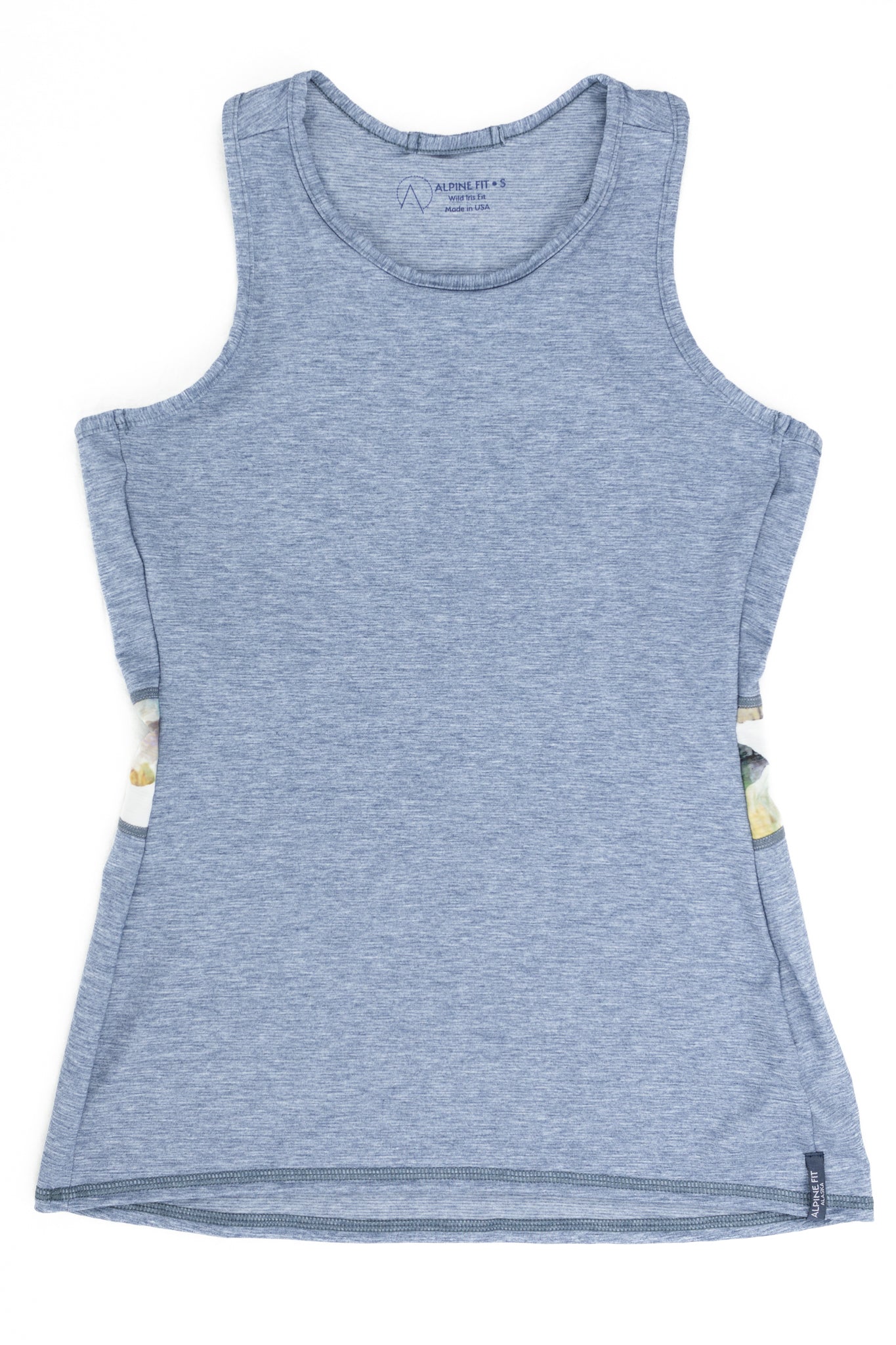 alpine fit tank top blue flat lay front