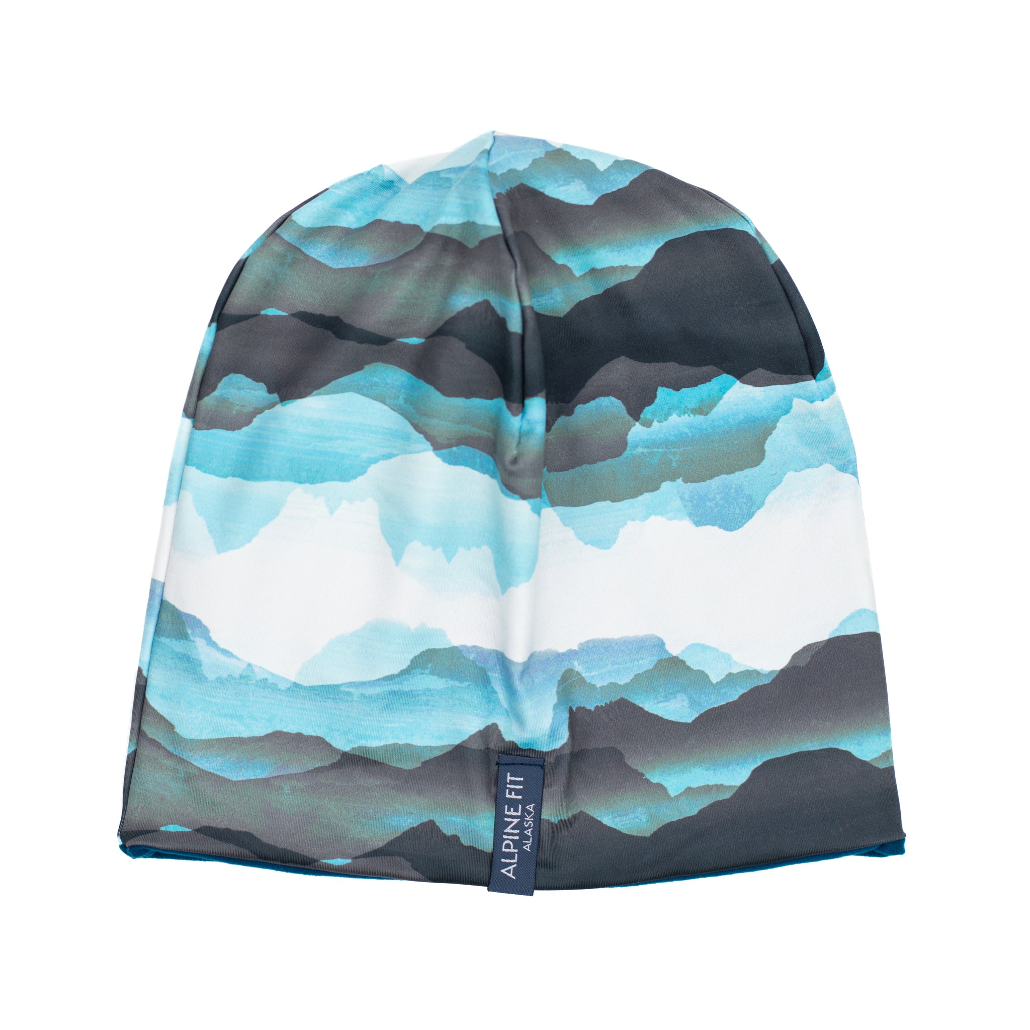 alpine fit fleece hat sea to sky print flat lay