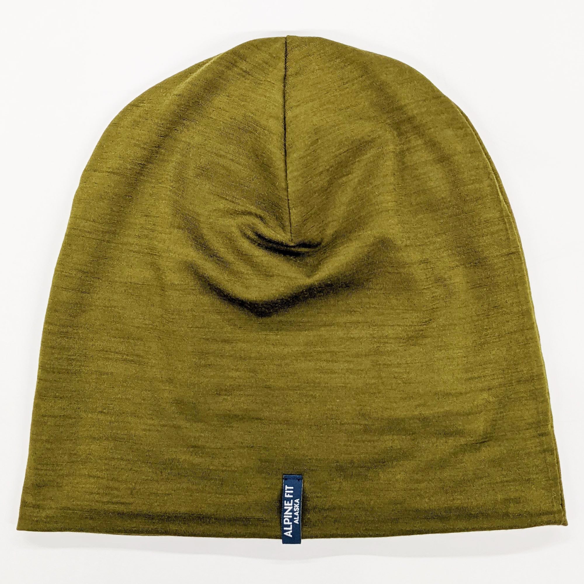 Alpine Fit Merino Wool Winter Hat Kelp Green Flat Lay