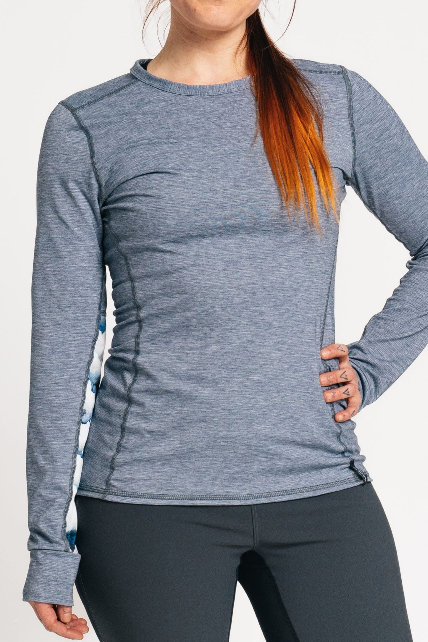 - Alpine fit rendezvous ridge long sleeve misty bering sea blue main closeup image