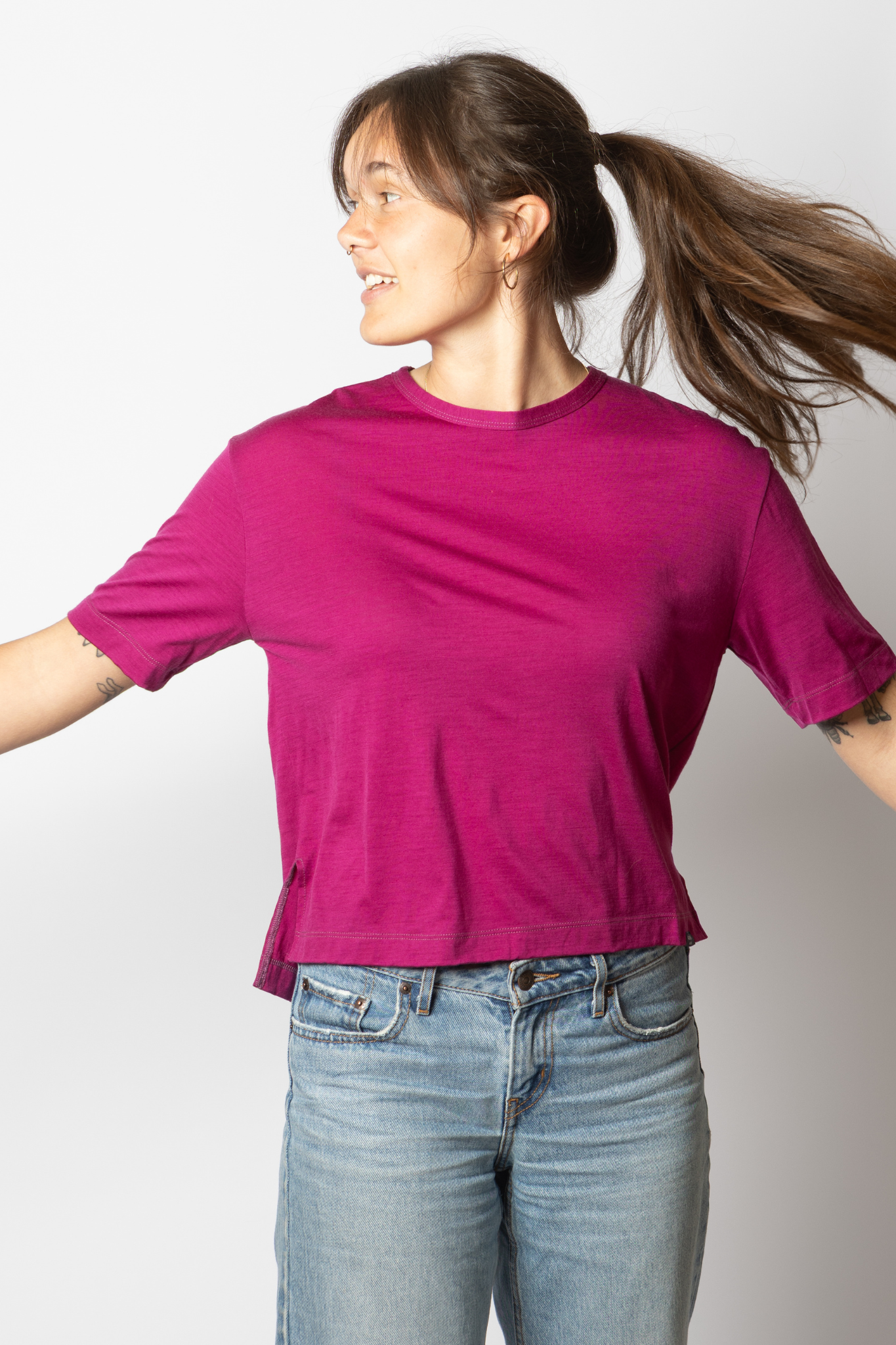 Merino Wool Travel T-Shirt - Berry