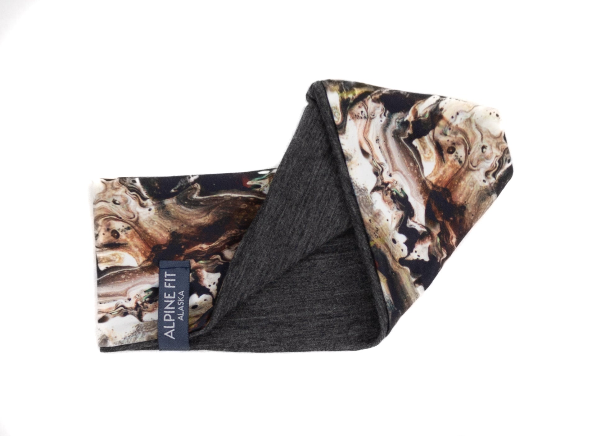 alpine fit merino wool headband rock print in and out