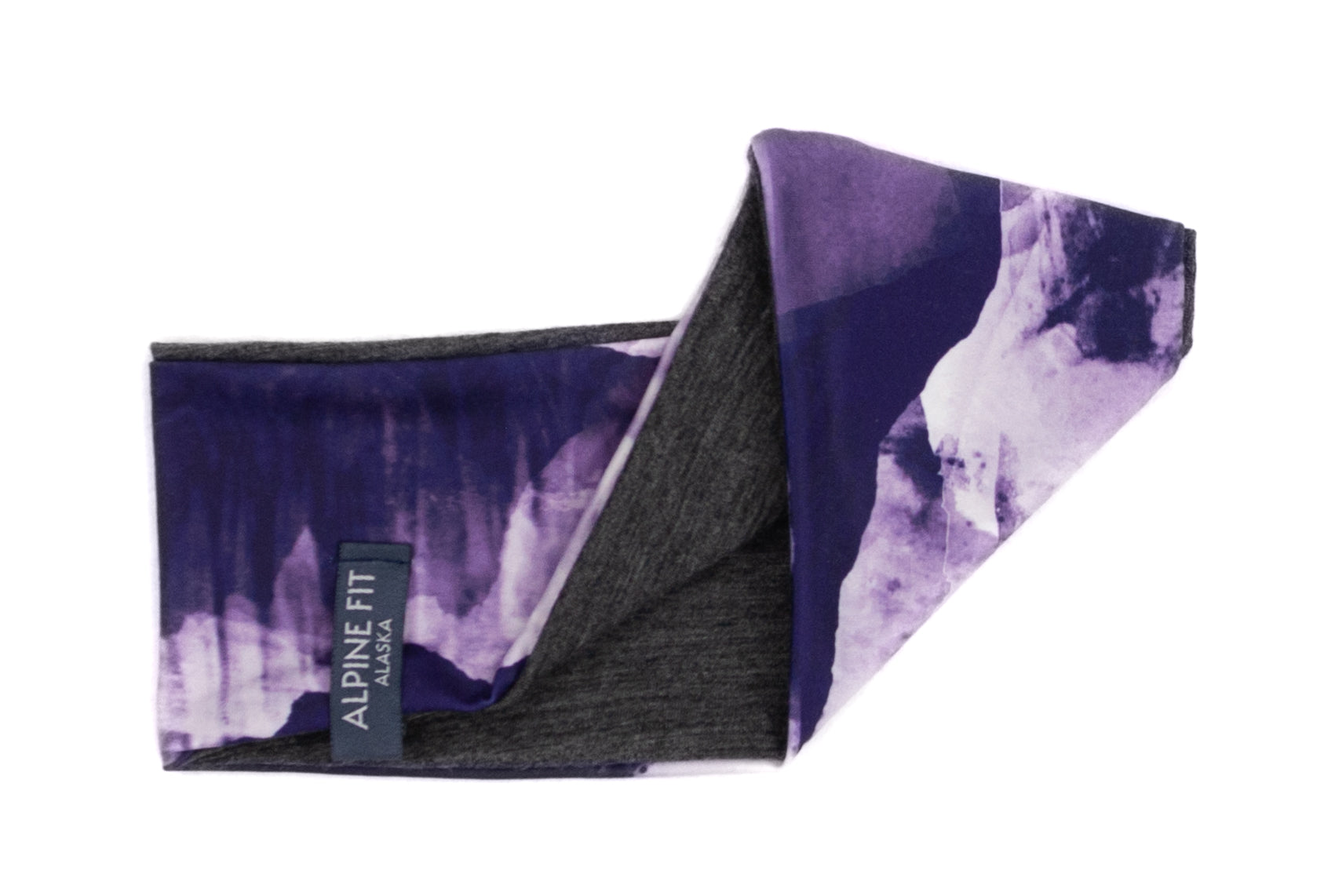 alpine fit merino wool headband purple flat lay in and out
