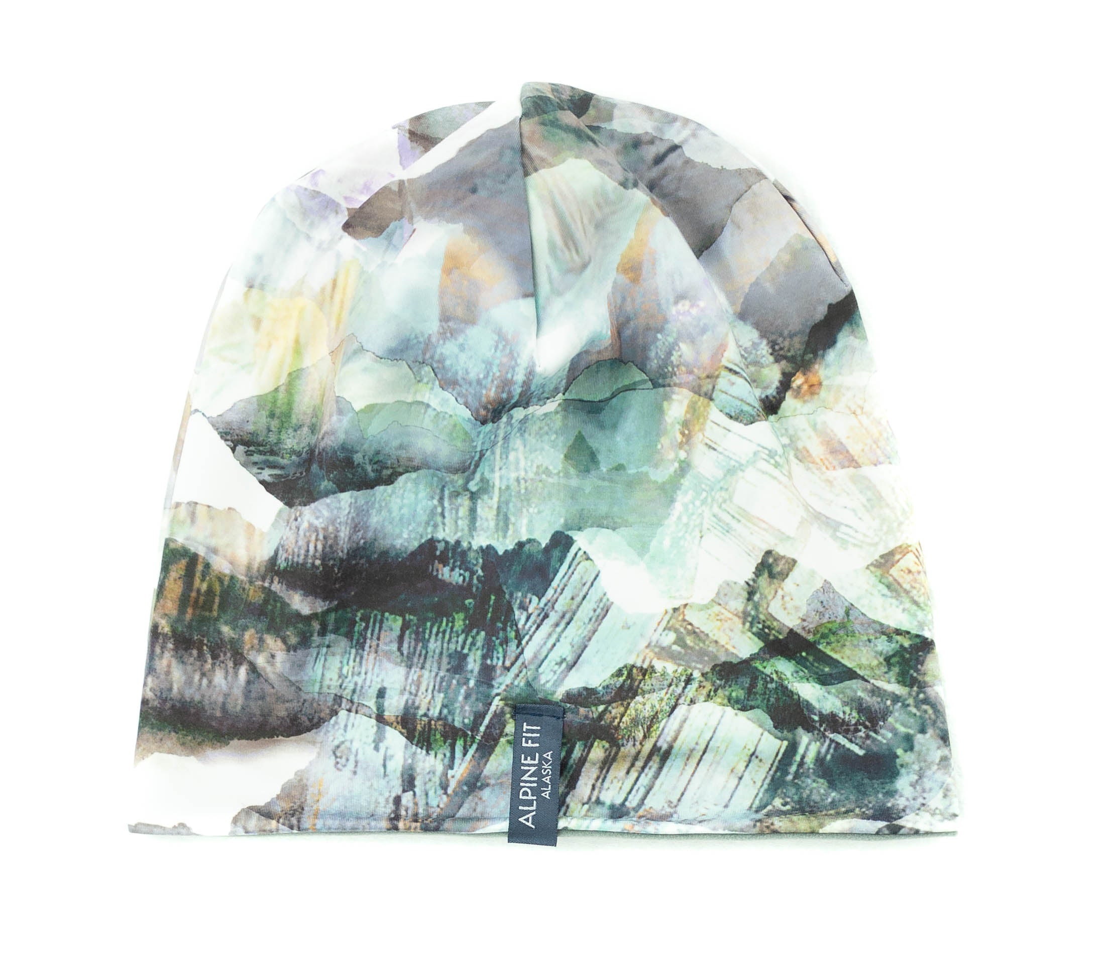 Alpine Fit Fleece Lined Winter Hat Chugach Dusk Print Flat Lay