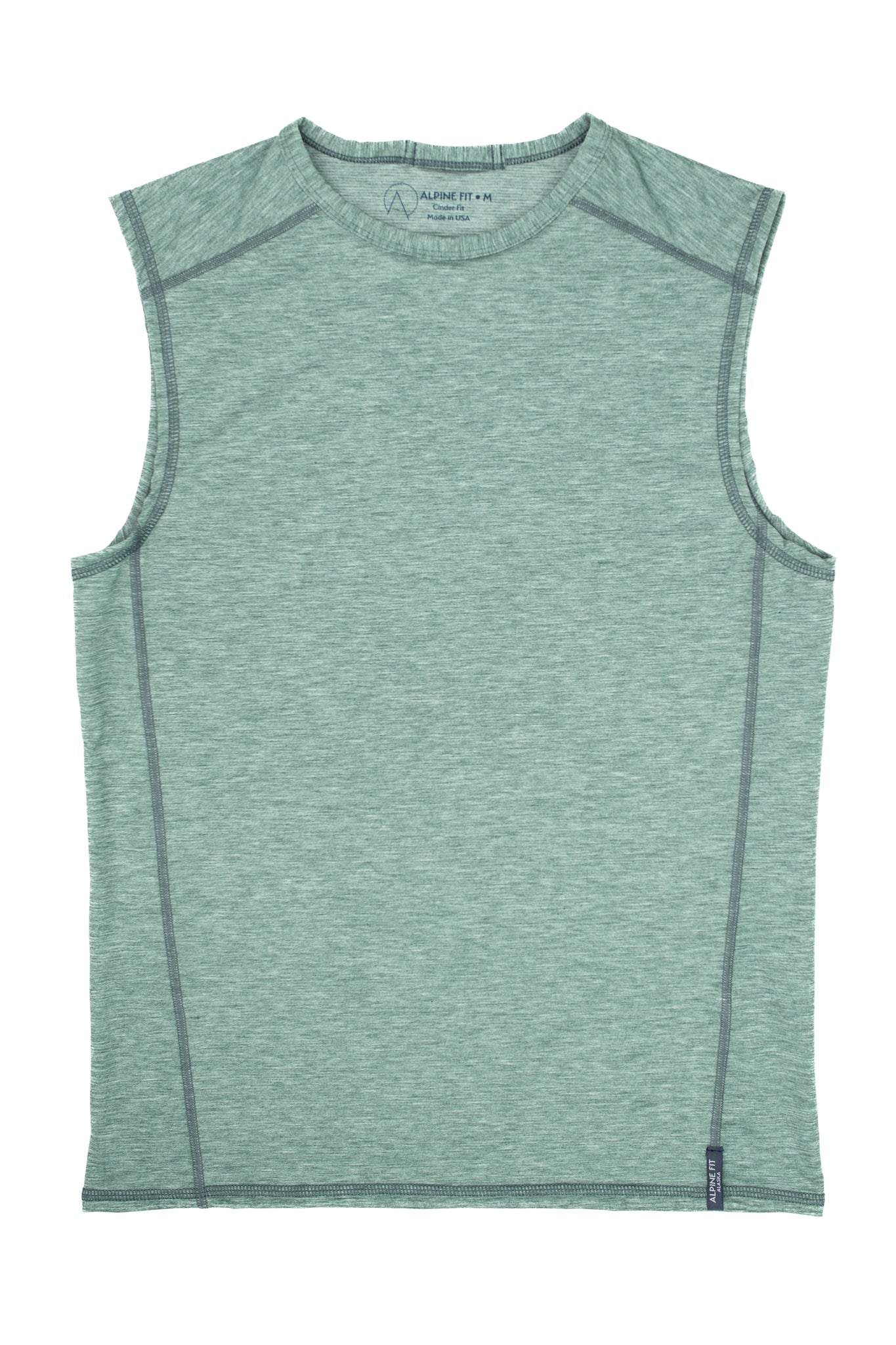 Alpine Fit Sleeveless Base Layer Shirt Green Flat Lay Front
