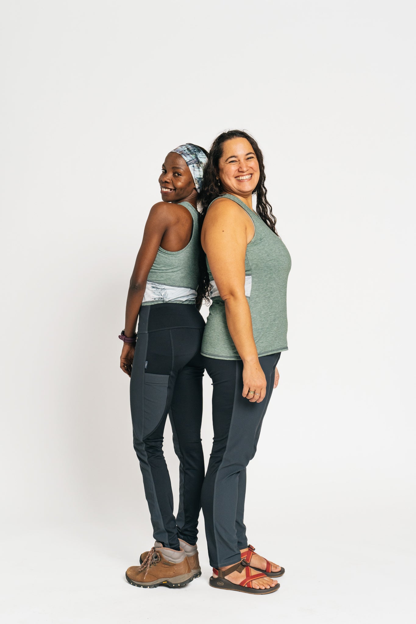 alpine fit tank top on two models together