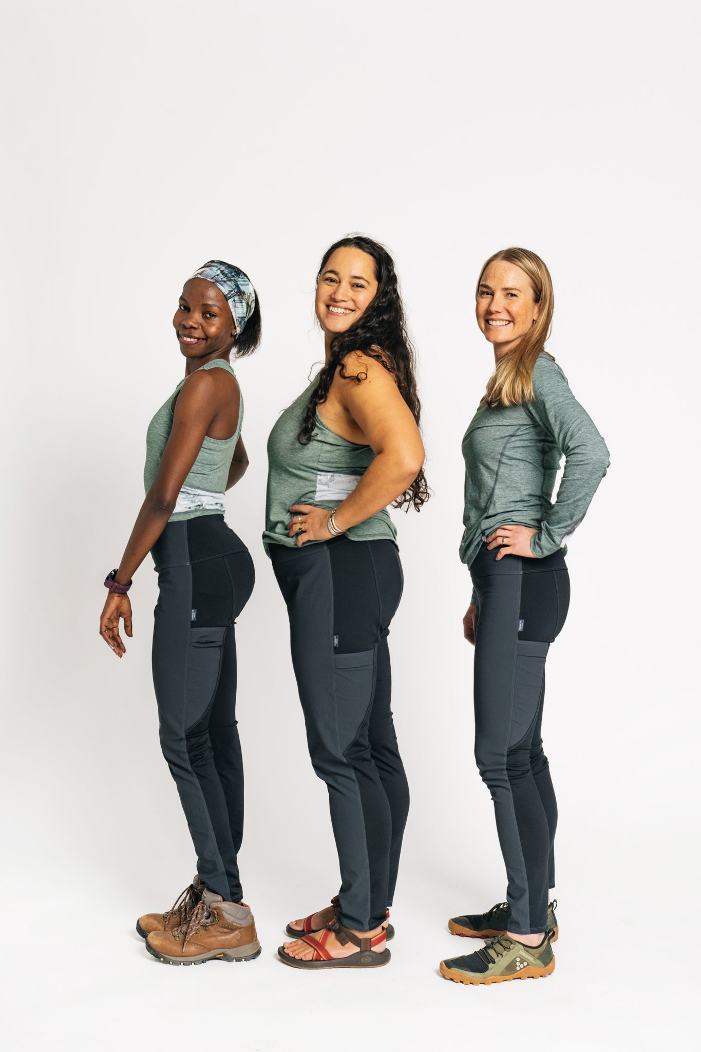alpine fit hiking leggings side view several sizes