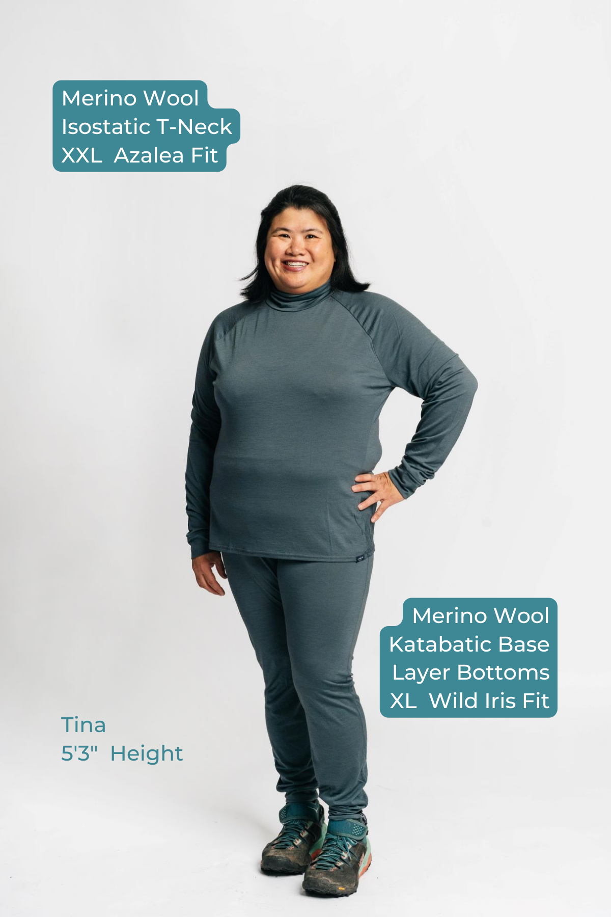 Plus size merino top wool base layer