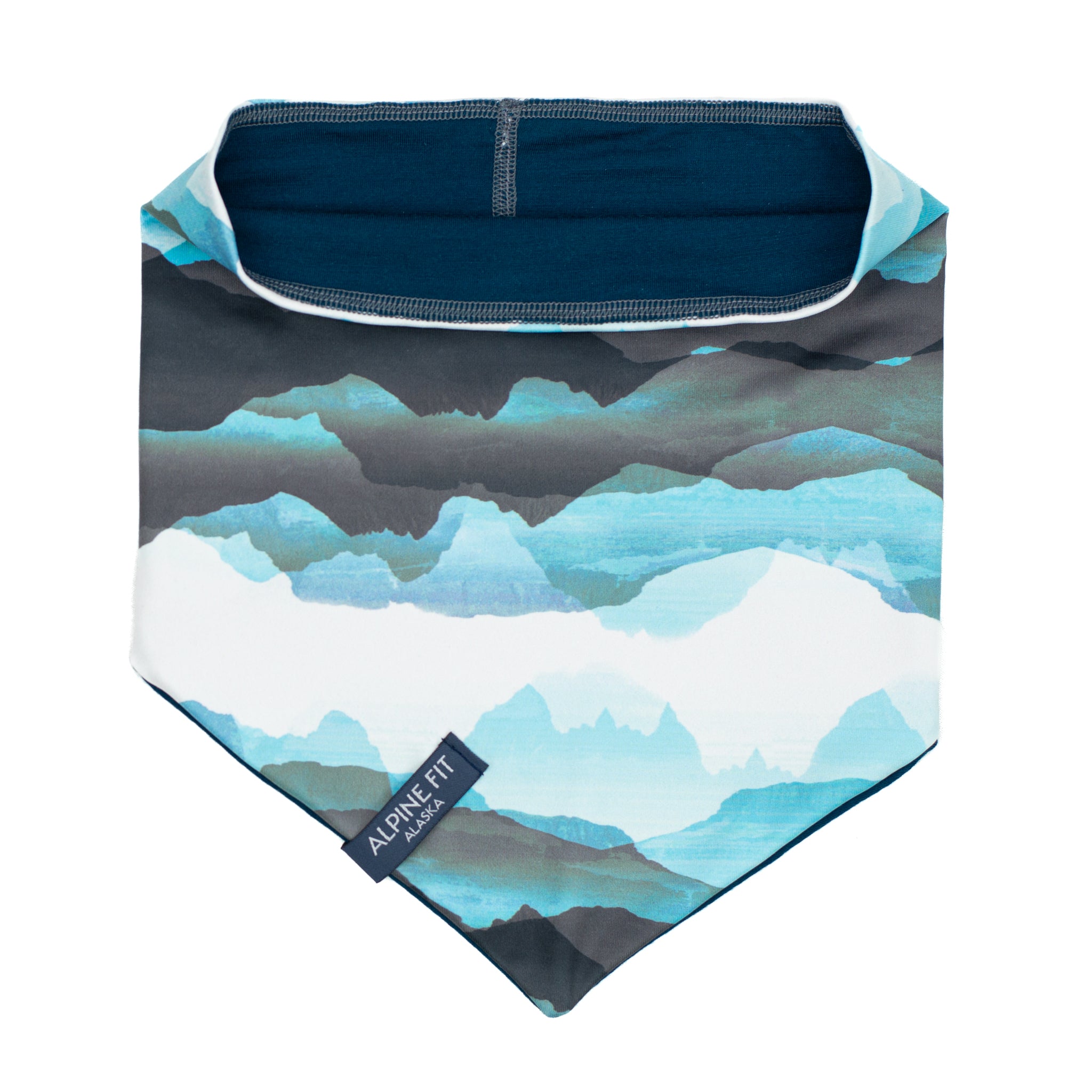 Alpine Fit Merino Wool Neck Warmer Sea To Sky Print Flat Lay Showing Inside