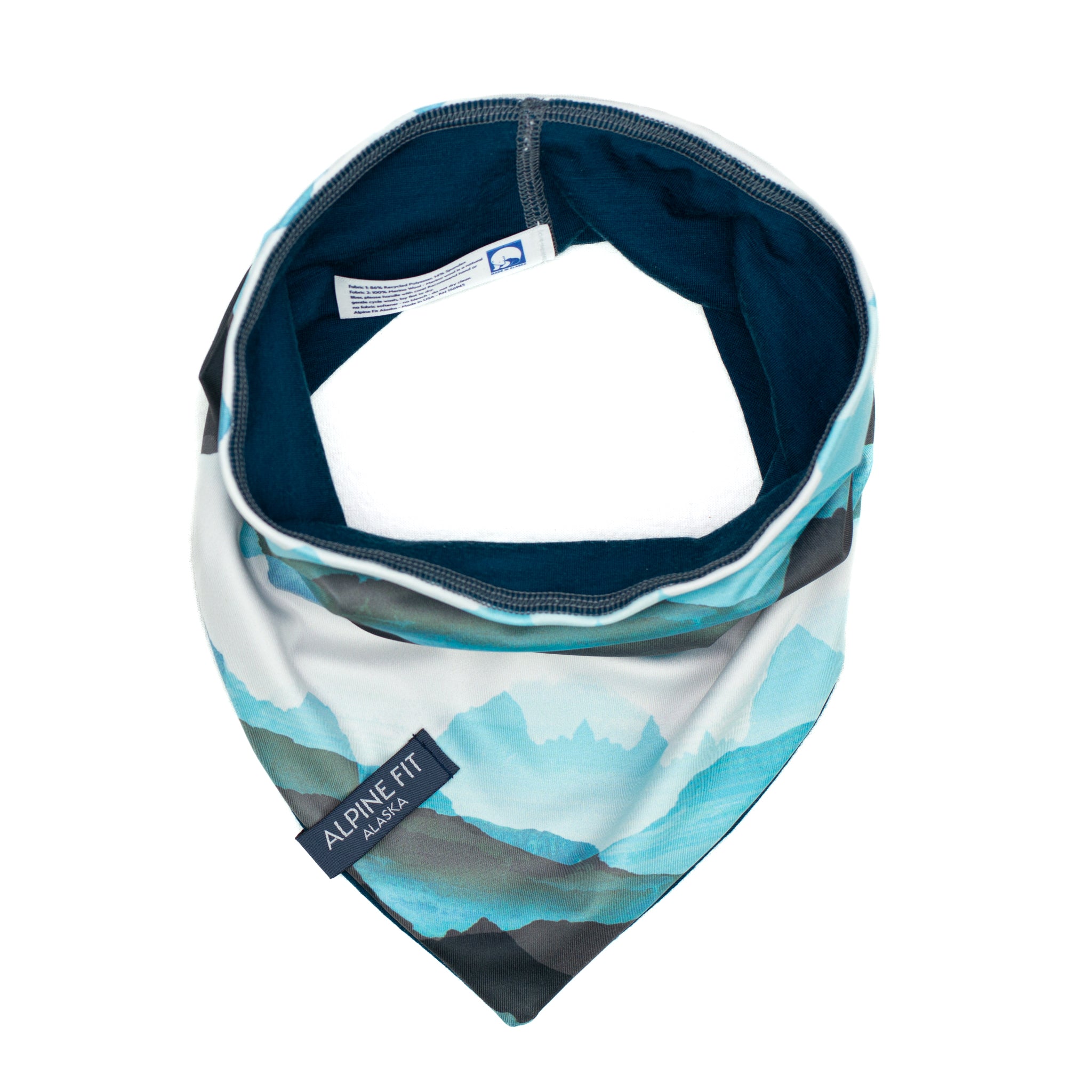 Alpine Fit Merino Wool Neck Warmer Sea To Sky Print Flat Lay Top