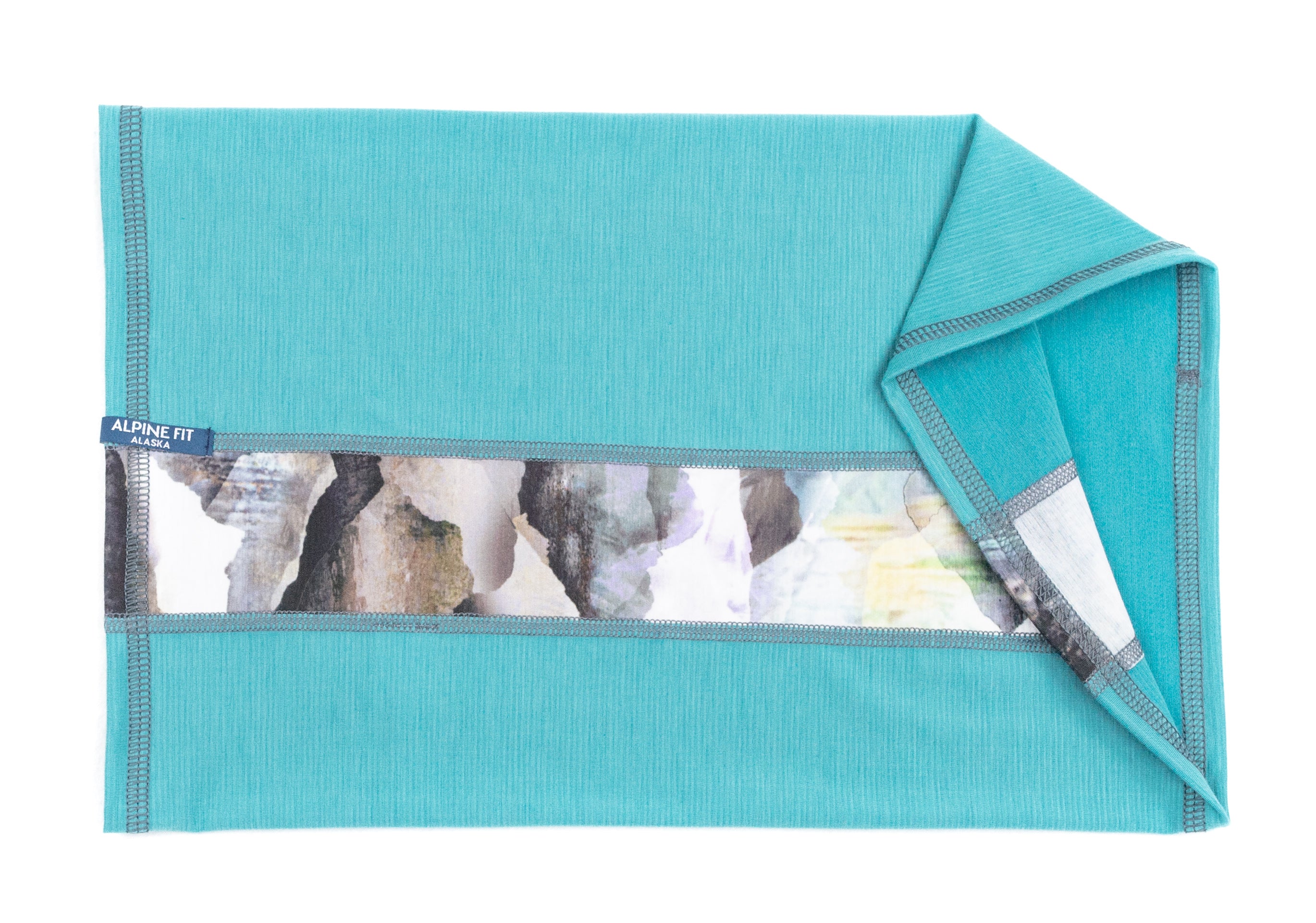 Alpine Fit Neck Gaiter For Hiking Teal Flat Lay Showing Inside