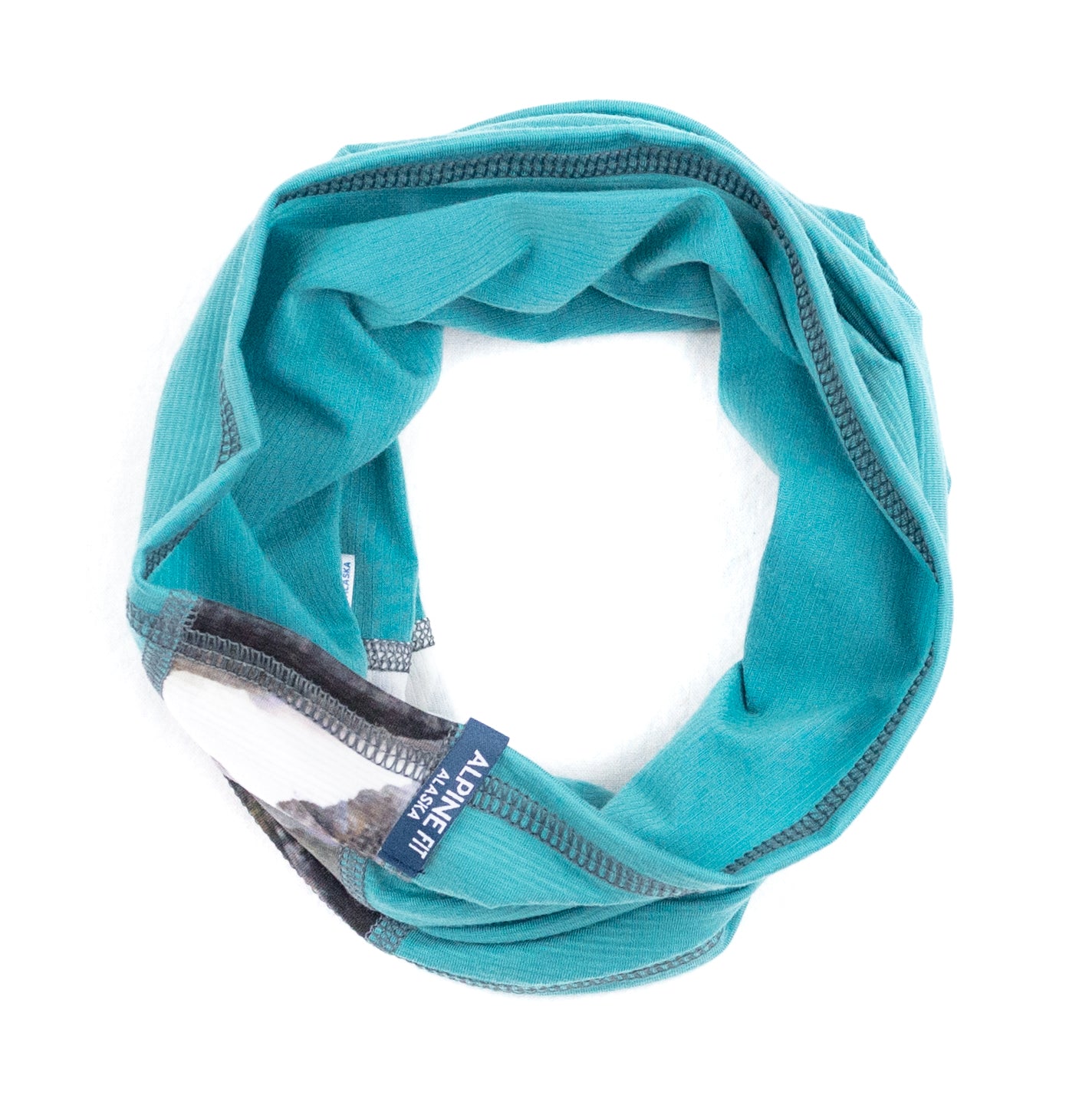 Alpine Fit Neck Gaiter For Hiking Teal Flat Lay Top