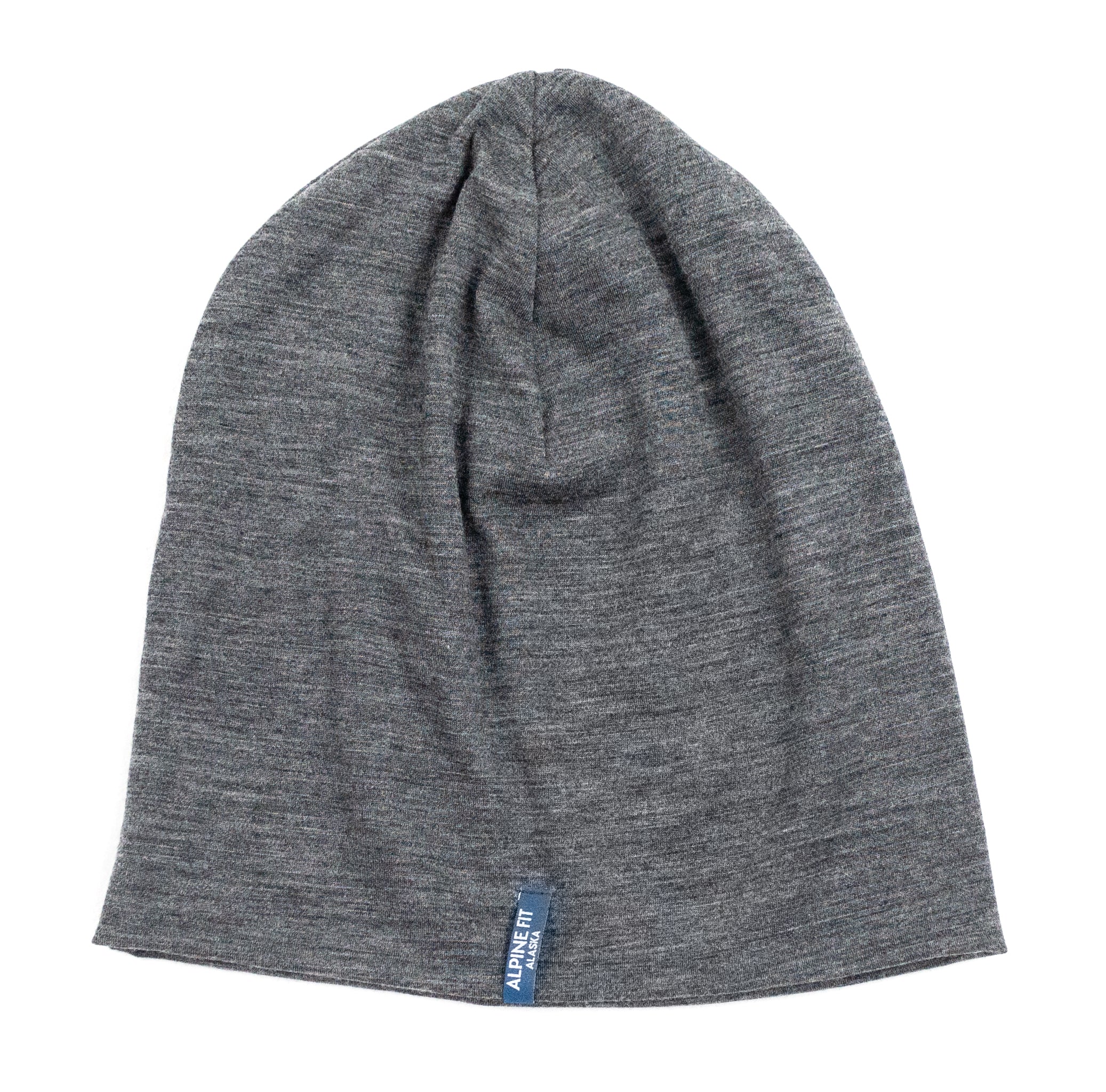 alpine fit merino wool hat charcoal gray flat lay