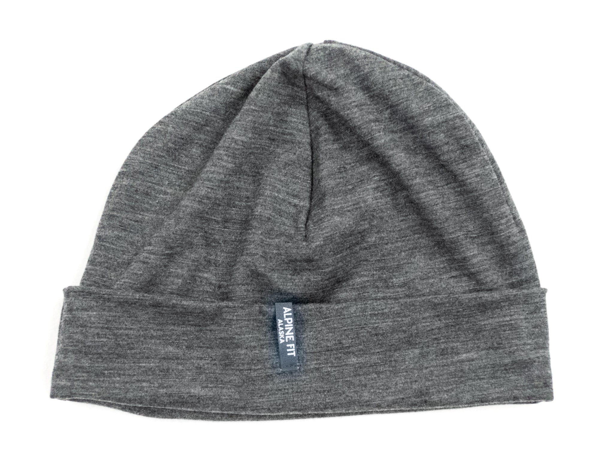 alpine fit merino wool hat charcoal gray flat lay fold up