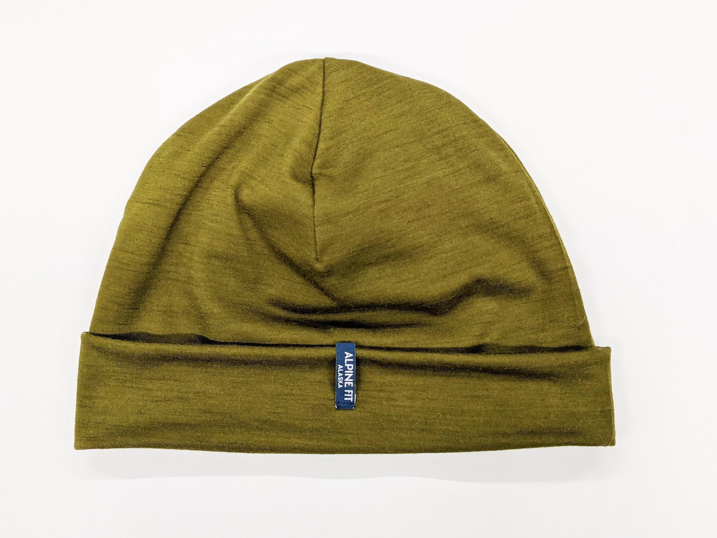 Alpine Fit Merino Wool Winter Hat Kelp Green Flat Lay Fold Up